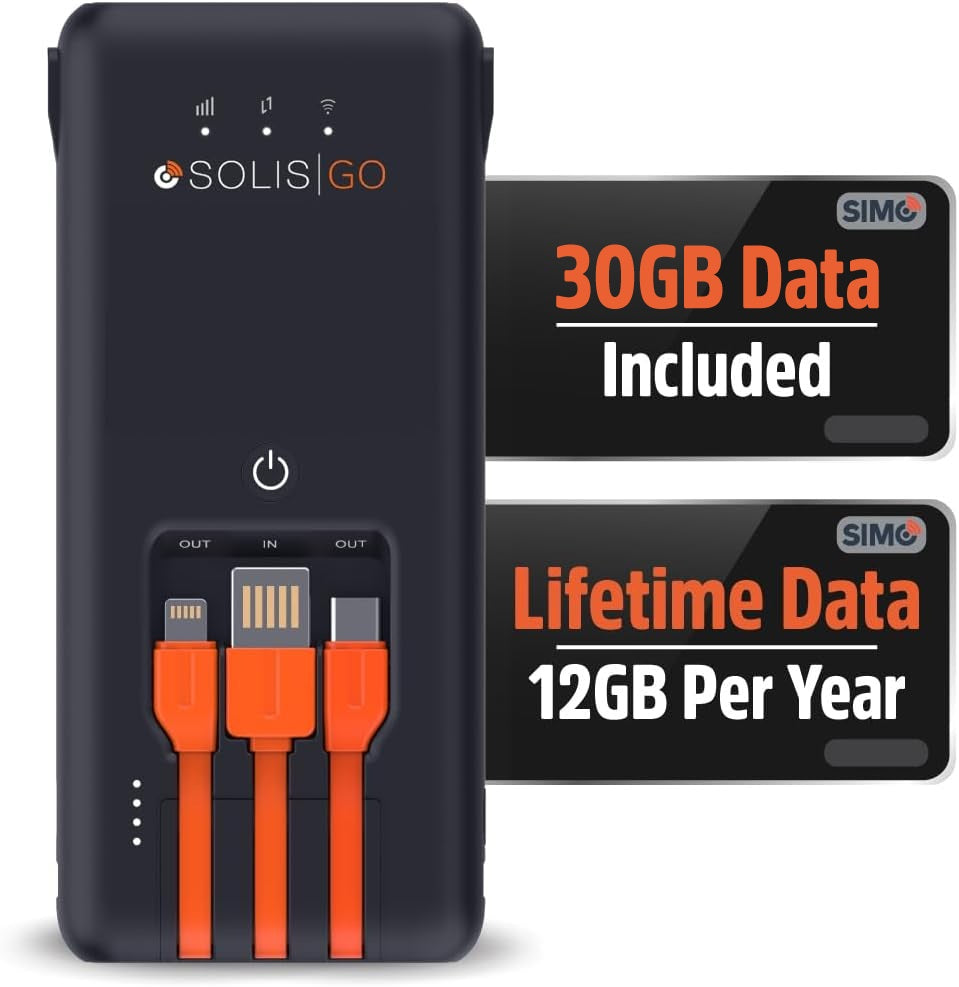 Solis Go Hotspot & Power Bank with Lifetime Data